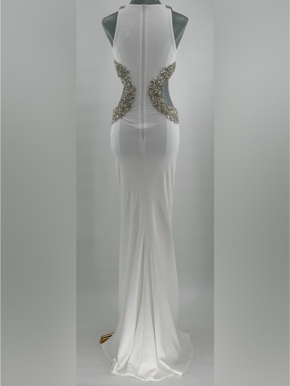 🆕 BRONX & BANCO 🧿 NWOT Camila Rhinestone Cut-Out Gown, White - Sz XS US 2 - Picture 8 of 16